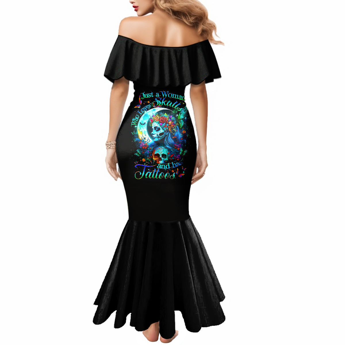 Fairy Skull Mermaid Dress Just The Woman Who Loves Skull And Tattoo - Wonder Print Shop