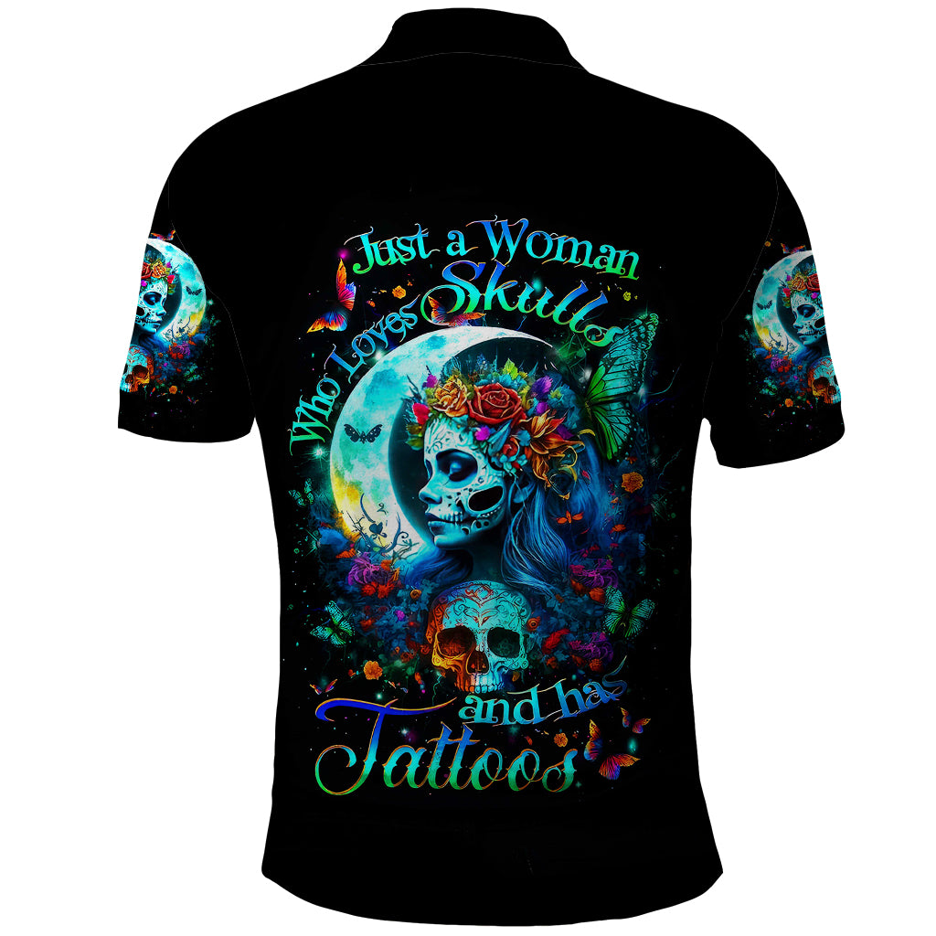 Fairy Skull Polo Shirt Just The Woman Who Loves Skull And Tattoo - Wonder Print Shop