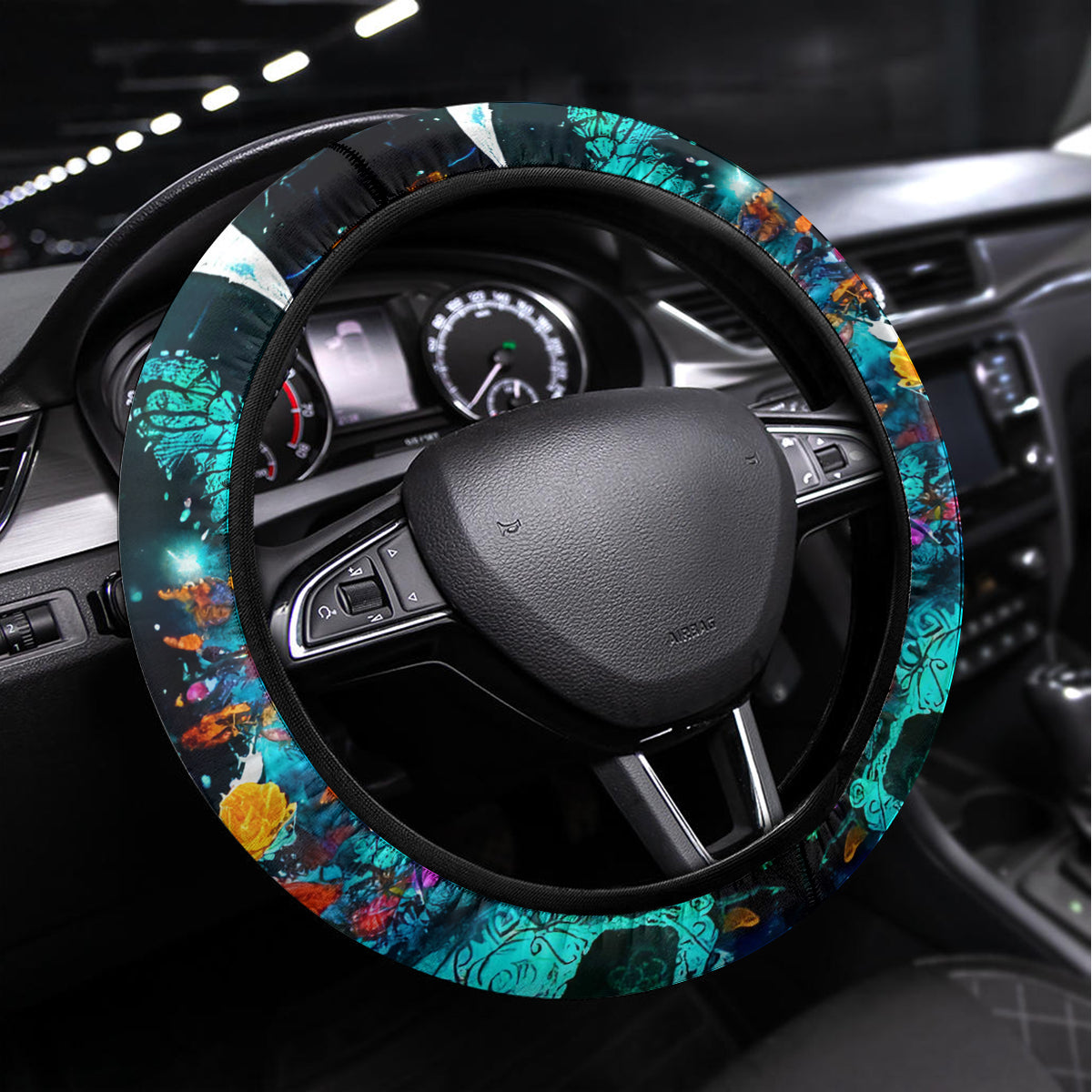 Fairy Skull Steering Wheel Cover Just The Woman Who Loves Skull And Tattoo - Wonder Print Shop