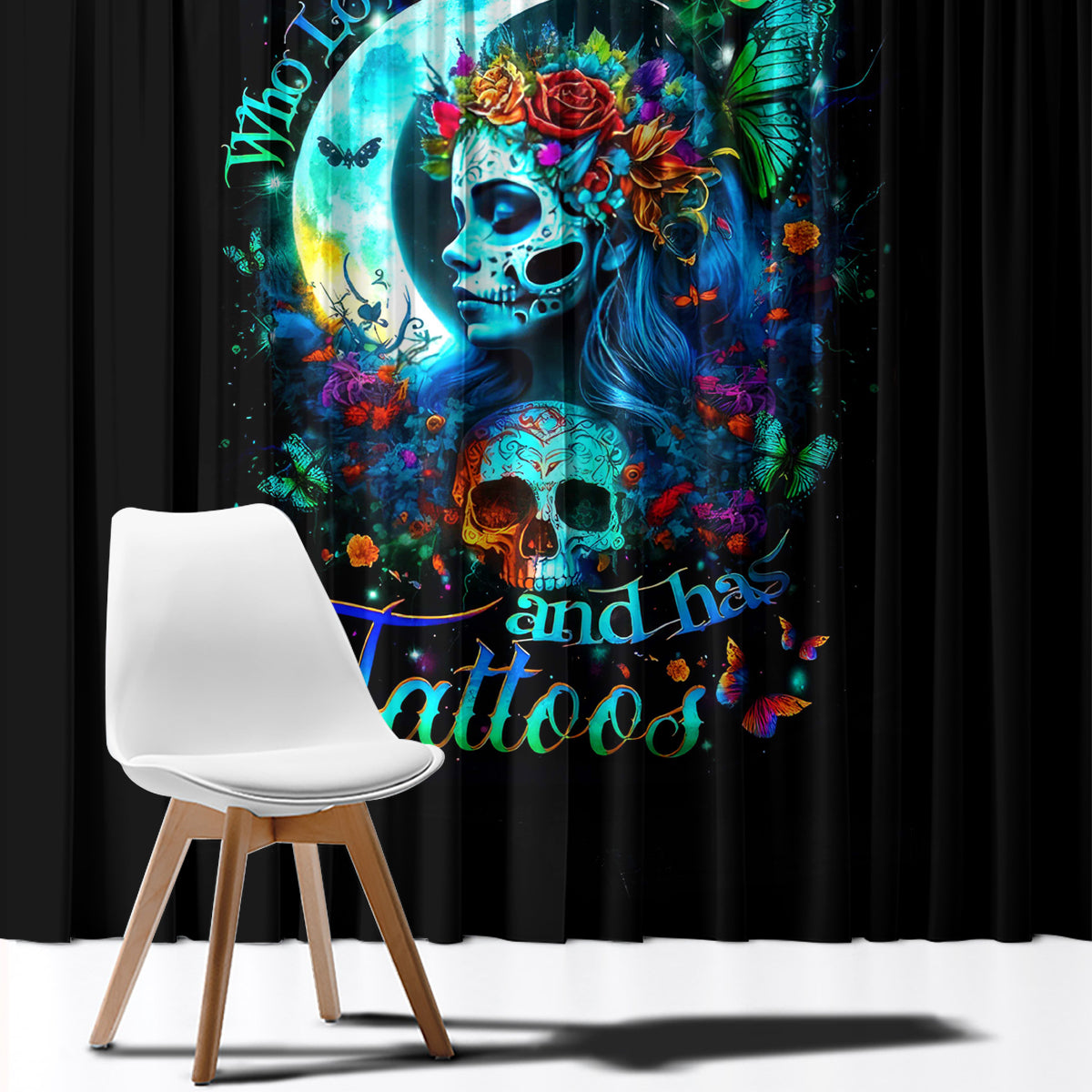 Fairy Skull Window Curtain Just The Woman Who Loves Skull And Tattoo - Wonder Print Shop