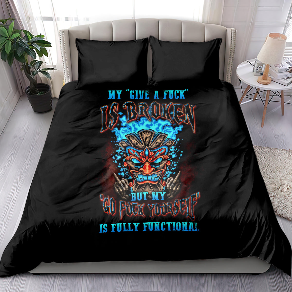 Tiki Skull Bedding Set I Give A Fuck Is Broken But My Go Fuck Yourself - Wonder Print Shop