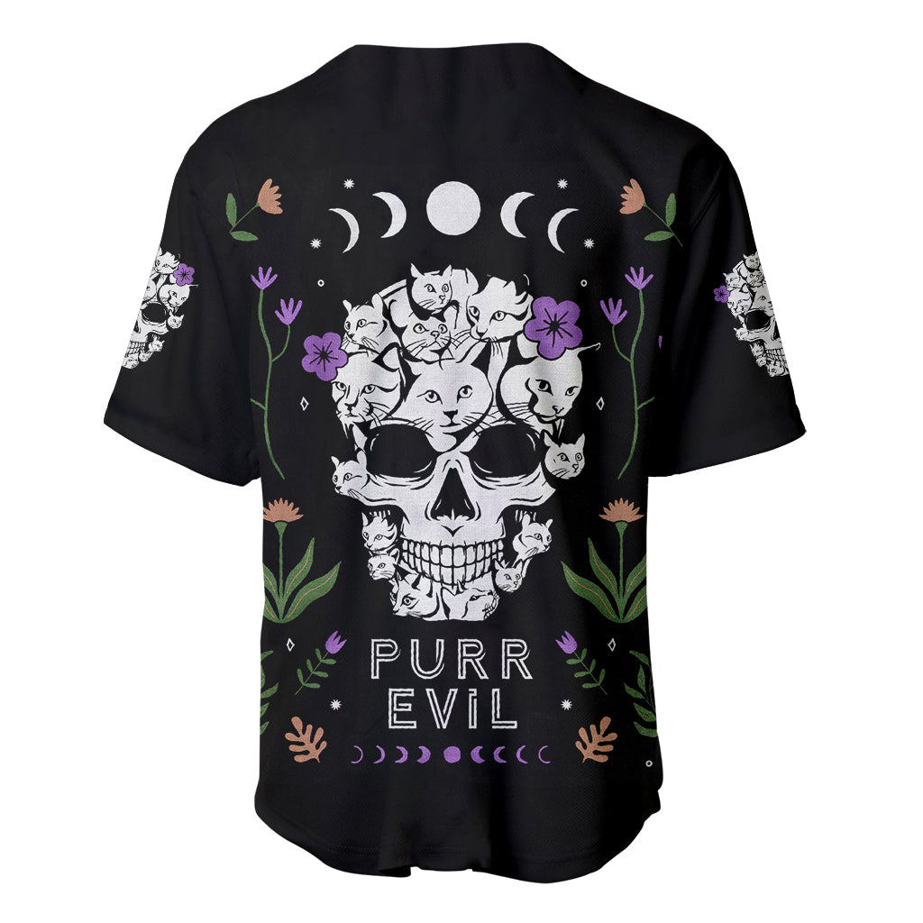 Cat Skull Baseball Jersey Purr Evill - Wonder Print Shop