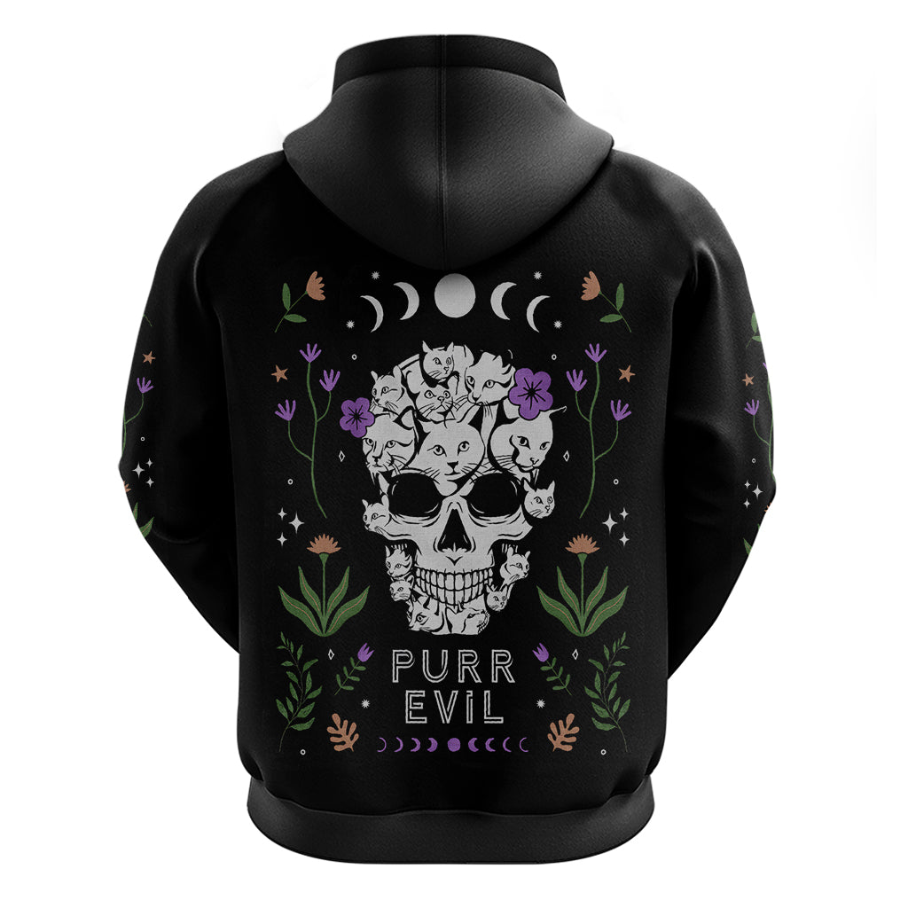 Cat Skull Hoodie Purr Evill - Wonder Print Shop