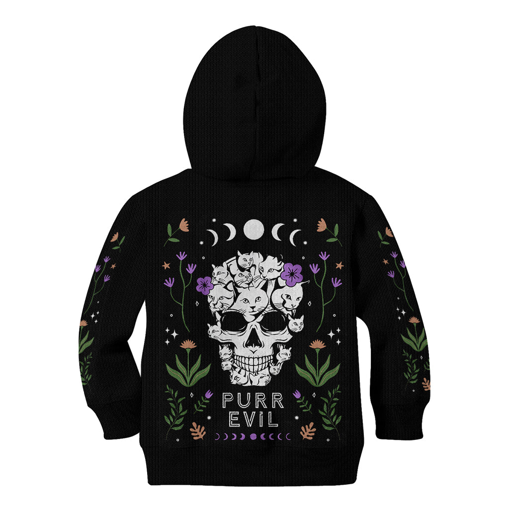 Cat Skull Kid Hoodie Purr Evill - Wonder Print Shop