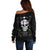 Cat Skull Off Shoulder Sweater Purr Evill - Wonder Print Shop