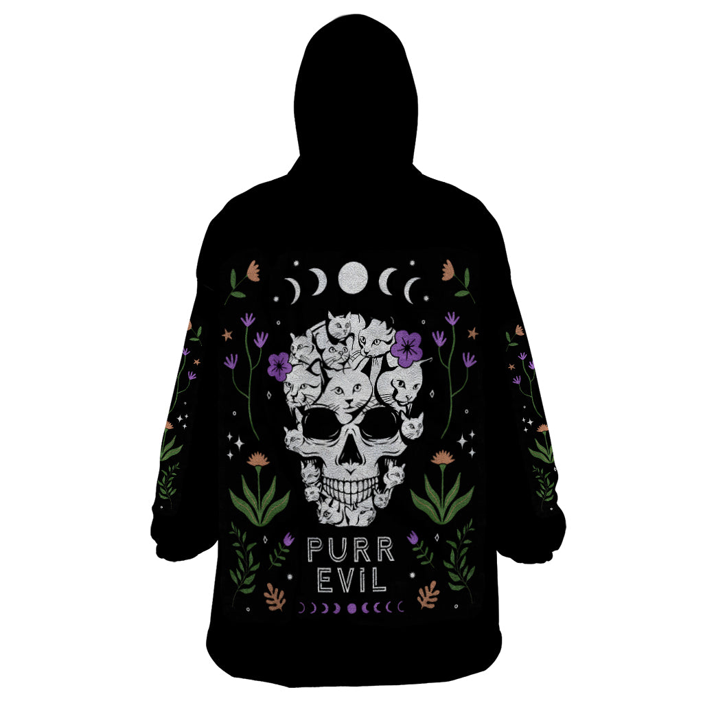 Cat Skull Wearable Blanket Hoodie Purr Evill - Wonder Print Shop