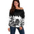 Fire Skull Off Shoulder Sweater Scream In Fire - Wonder Print Shop