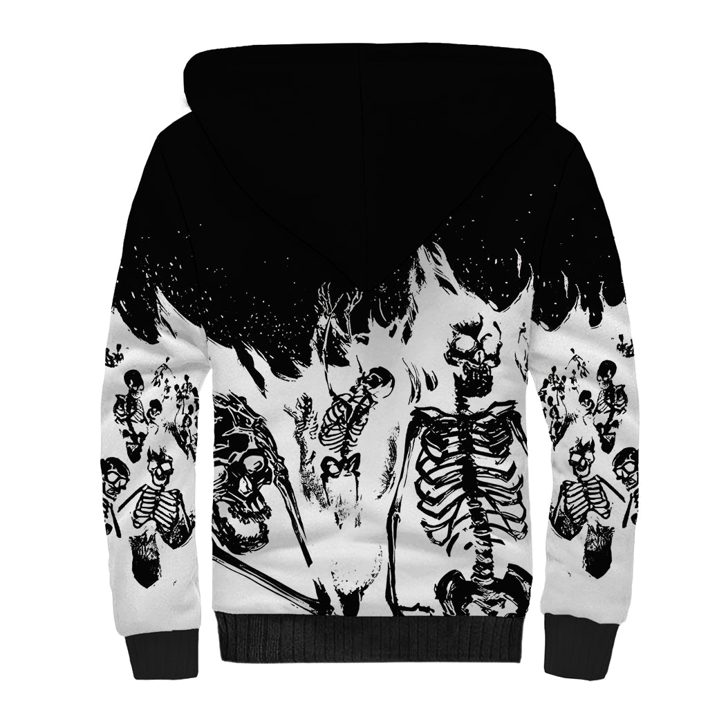 Fire Skull Sherpa Hoodie Scream In Fire - Wonder Print Shop