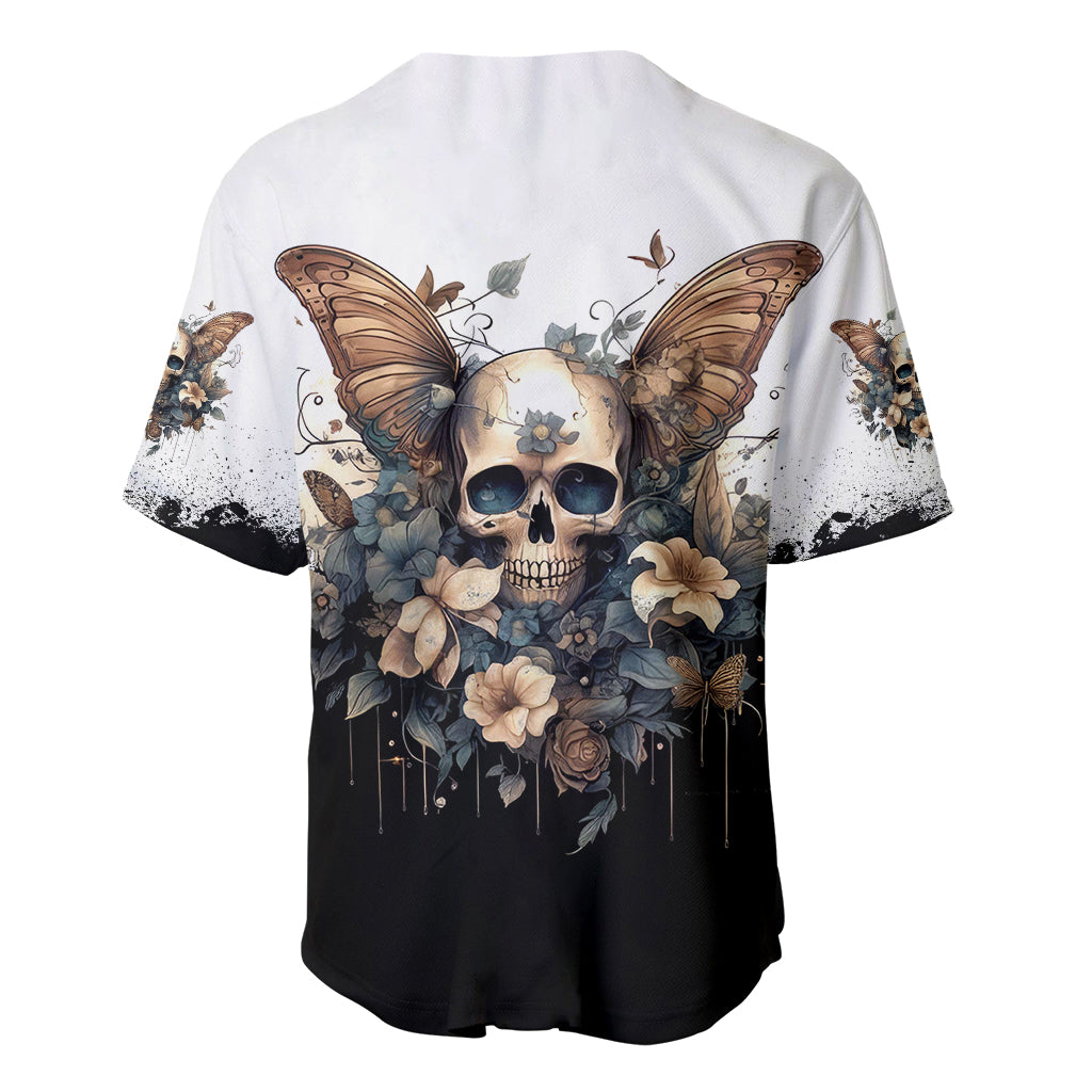 Butterfly Skull Baseball Jersey Flower Butterfly Gothic Skull - Wonder Print Shop