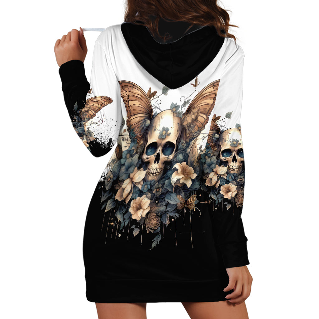 Butterfly Skull Hoodie Dress Flower Butterfly Gothic Skull - Wonder Print Shop