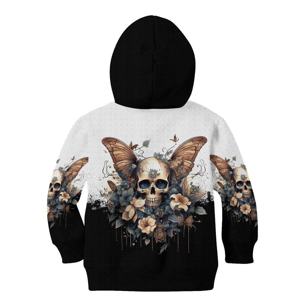 Butterfly Skull Kid Hoodie Flower Butterfly Gothic Skull - Wonder Print Shop