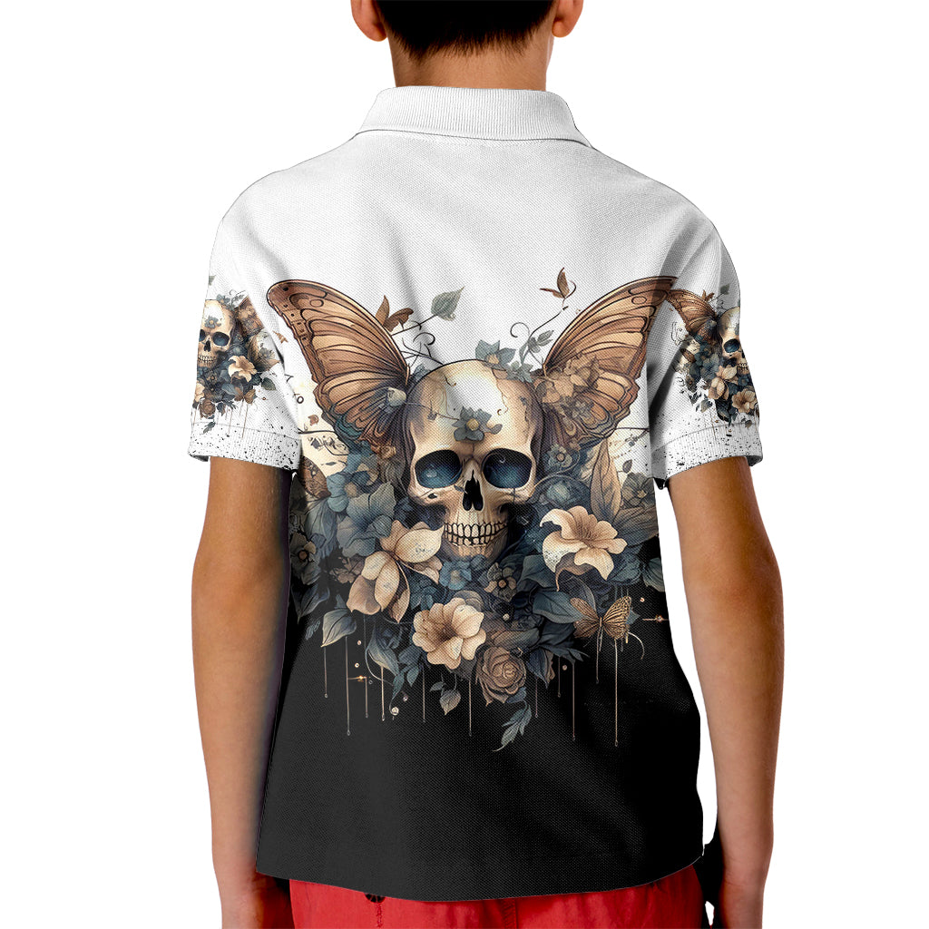 Butterfly Skull Kid Polo Shirt Flower Butterfly Gothic Skull - Wonder Print Shop