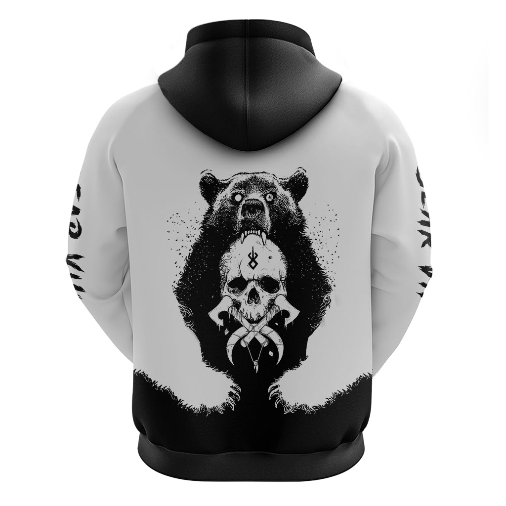 Viking Skull Hoodie Bear Viking Cross Skull - Wonder Print Shop