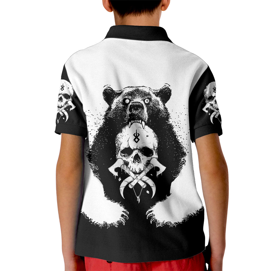 Viking Skull Kid Polo Shirt Bear Viking Cross Skull - Wonder Print Shop