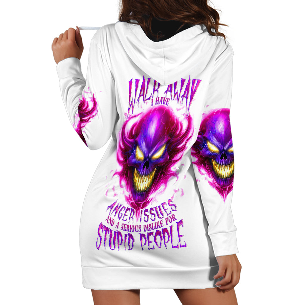 Flame Skull Hoodie Dress Walk Away I Have Anger Issues And Dislike For Stupod People - Wonder Print Shop