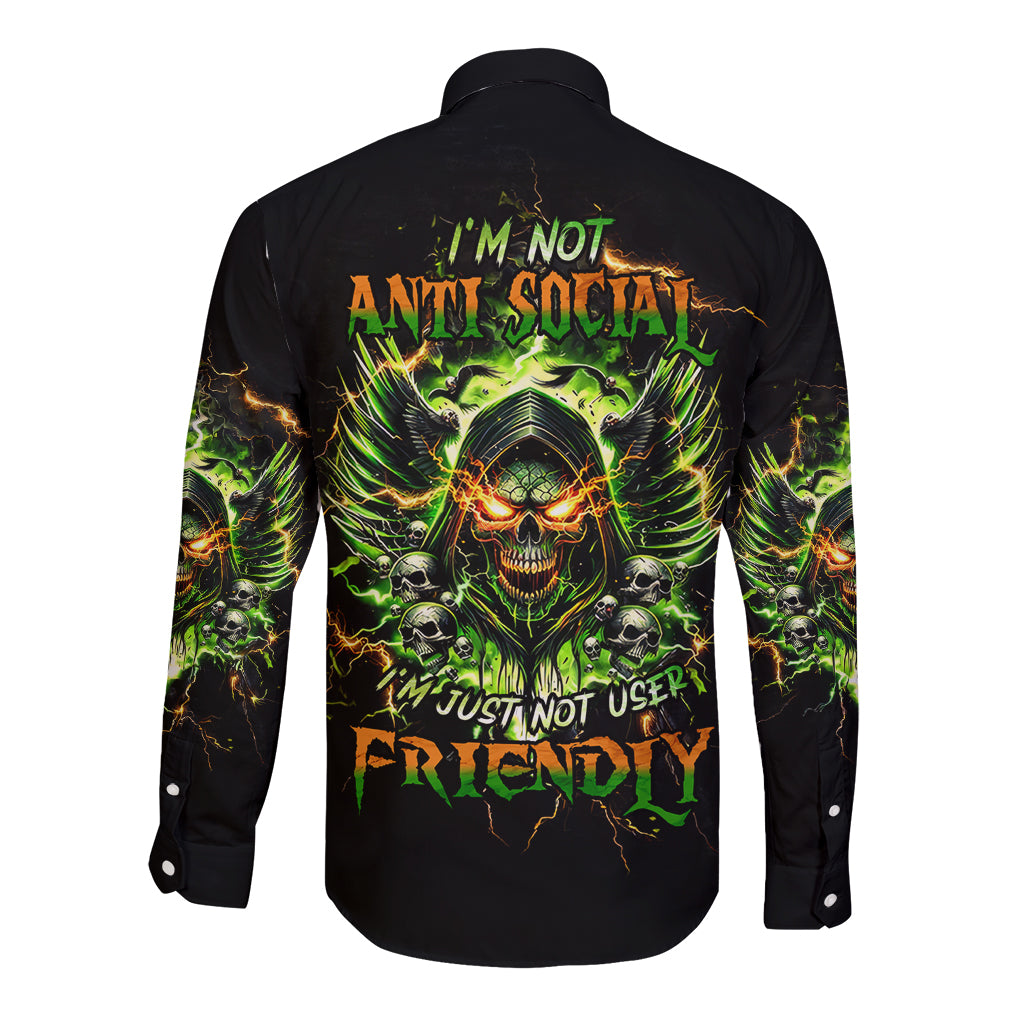 Doule Skull Long Sleeve Button Shirt Angel To Some Demon To Most - Wonder Print Shop