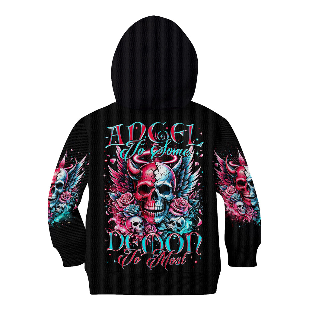 Couple Skull Kid Hoodie She Was And Angel Craving Chaos Demon Seeking Peace - Wonder Print Shop