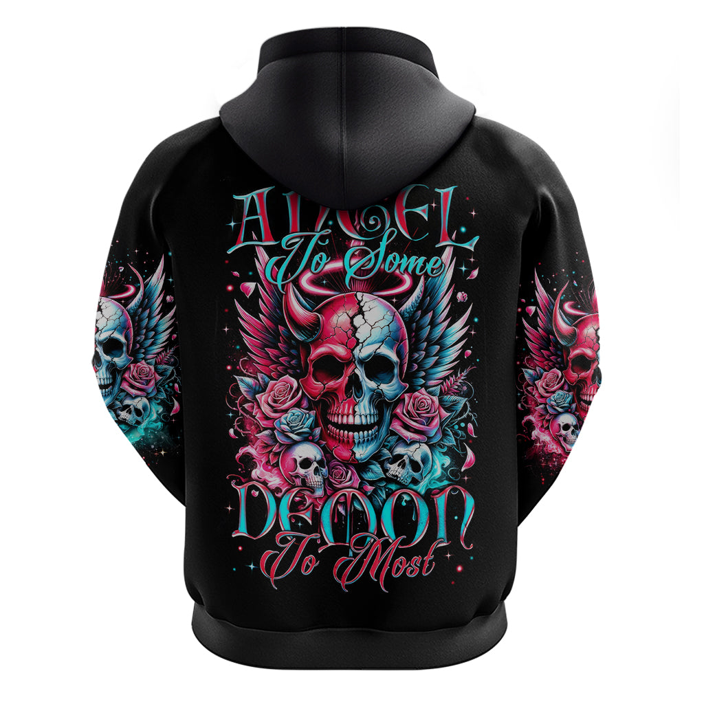 Couple Skull Zip Hoodie She Was And Angel Craving Chaos Demon Seeking Peace