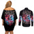 Flame Skull Couples Matching Off Shoulder Short Dress and Long Sleeve Button Shirt I'm Not Anti Social I'm Just Not User Friendly - Wonder Print Shop