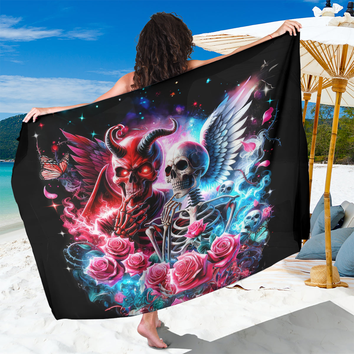 Flame Skull Sarong I'm Not Anti Social I'm Just Not User Friendly - Wonder Print Shop