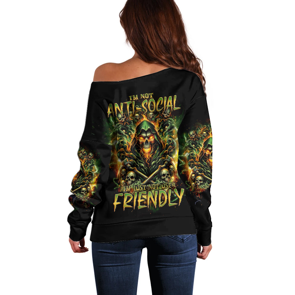 Rose Skull Off Shoulder Sweater Don't Try Figure Me out - Wonder Print Shop