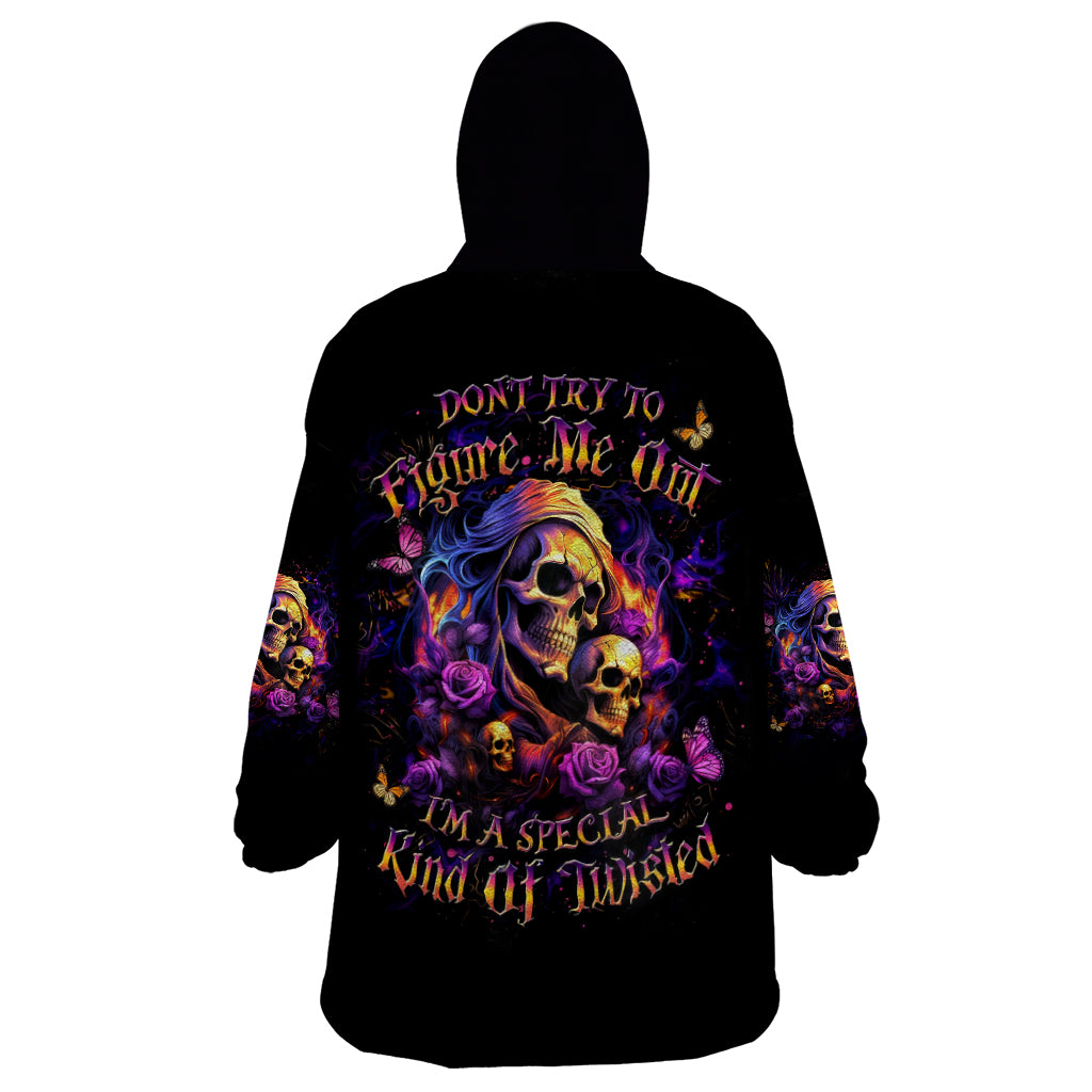 Irish Skull Wearable Blanket Hoodie Good Girl Drinve Wine, Badass Girl Chug Beer