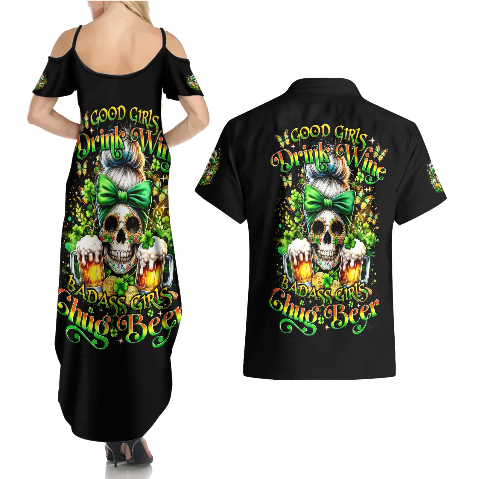 Rose Skull Couples Matching Summer Maxi Dress and Hawaiian Shirt No Matter How Much I Try To Be Fucking Nice - Wonder Print Shop