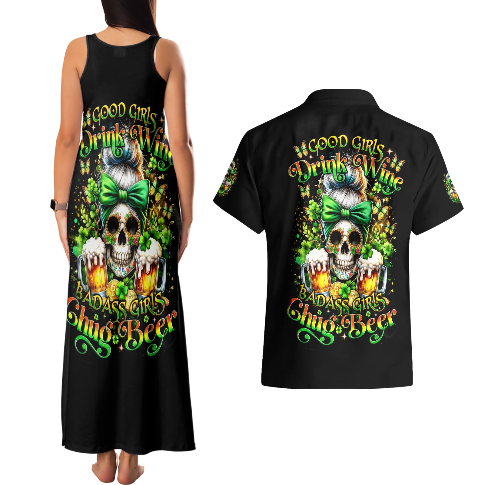 Rose Skull Couples Matching Tank Maxi Dress and Hawaiian Shirt No Matter How Much I Try To Be Fucking Nice - Wonder Print Shop