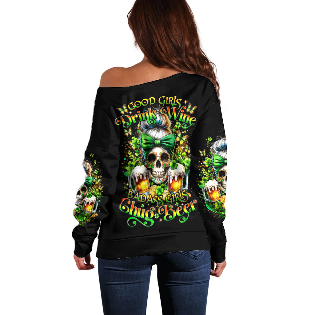 Rose Skull Off Shoulder Sweater No Matter How Much I Try To Be Fucking Nice - Wonder Print Shop