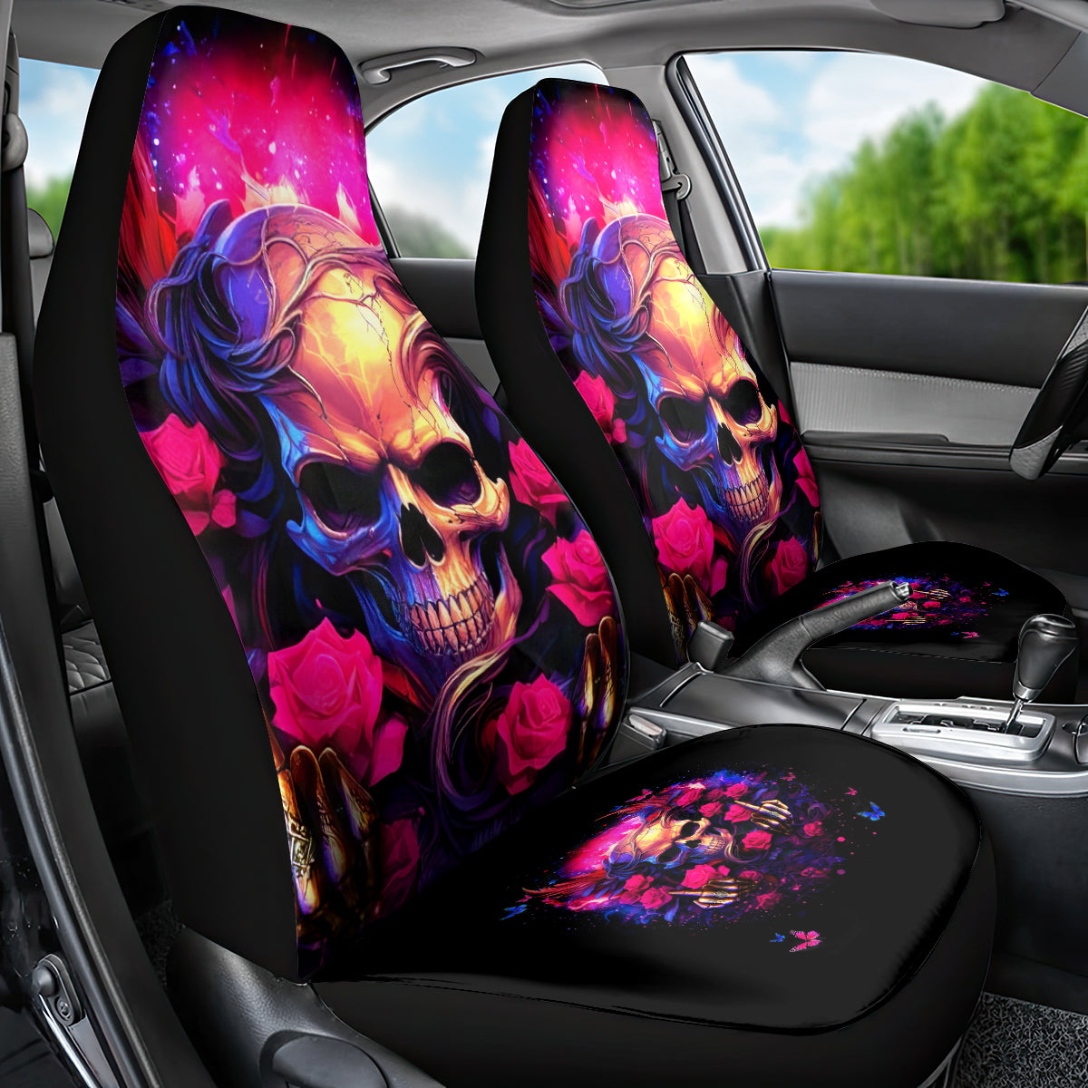 Rose Skull Car Seat Cover No Matter How Much I Try To Be Fucking Nice - Wonder Print Shop