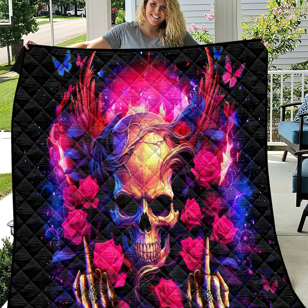 Rose Skull Quilt No Matter How Much I Try To Be Fucking Nice