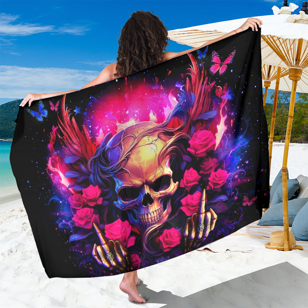 Rose Skull Sarong No Matter How Much I Try To Be Fucking Nice - Wonder Print Shop