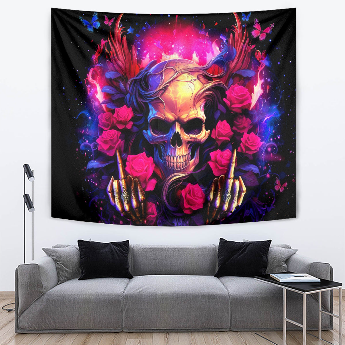 Rose Skull Tapestry No Matter How Much I Try To Be Fucking Nice