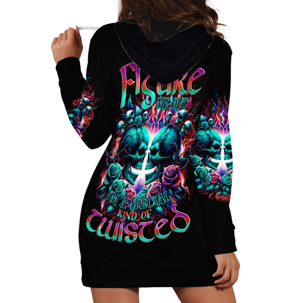 Twin Skull Hoodie Dress Don't Try Figure Me out I'm A Special Kind Of Twisted - Wonder Print Shop