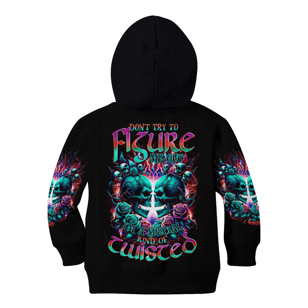 Twin Skull Kid Hoodie Don't Try Figure Me out I'm A Special Kind Of Twisted - Wonder Print Shop