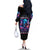 Flame Skull Family Matching Off Shoulder Long Sleeve Dress and Hawaiian Shirt While You Are Talking Behind My Back Freel Free To Bend Down And Kiss My Ass - Wonder Print Shop