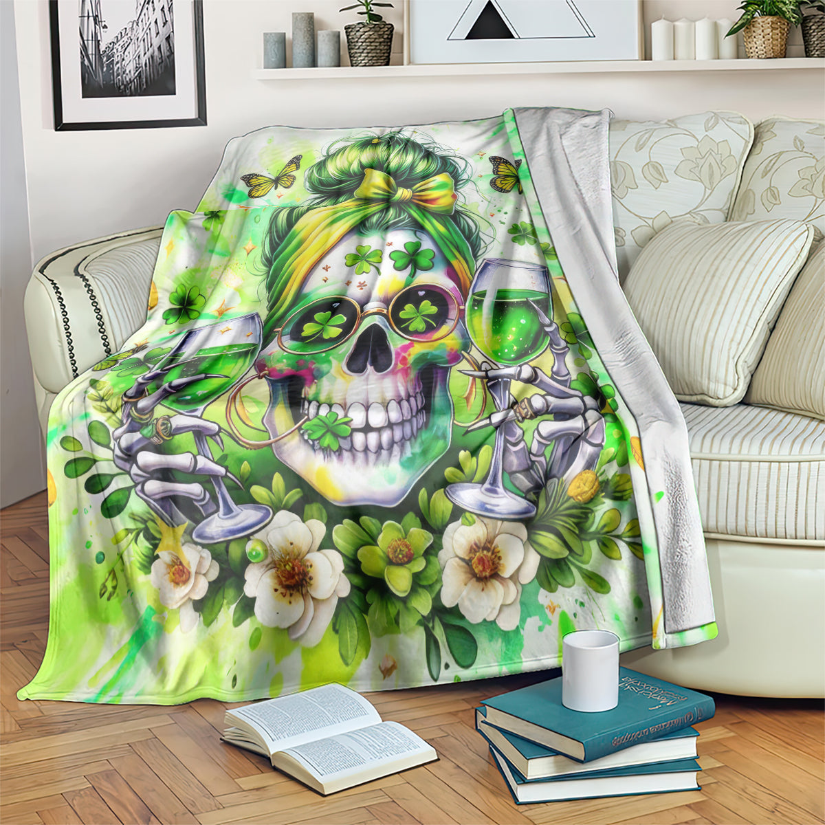 Irish Skull Blanket Drink Up Bitch