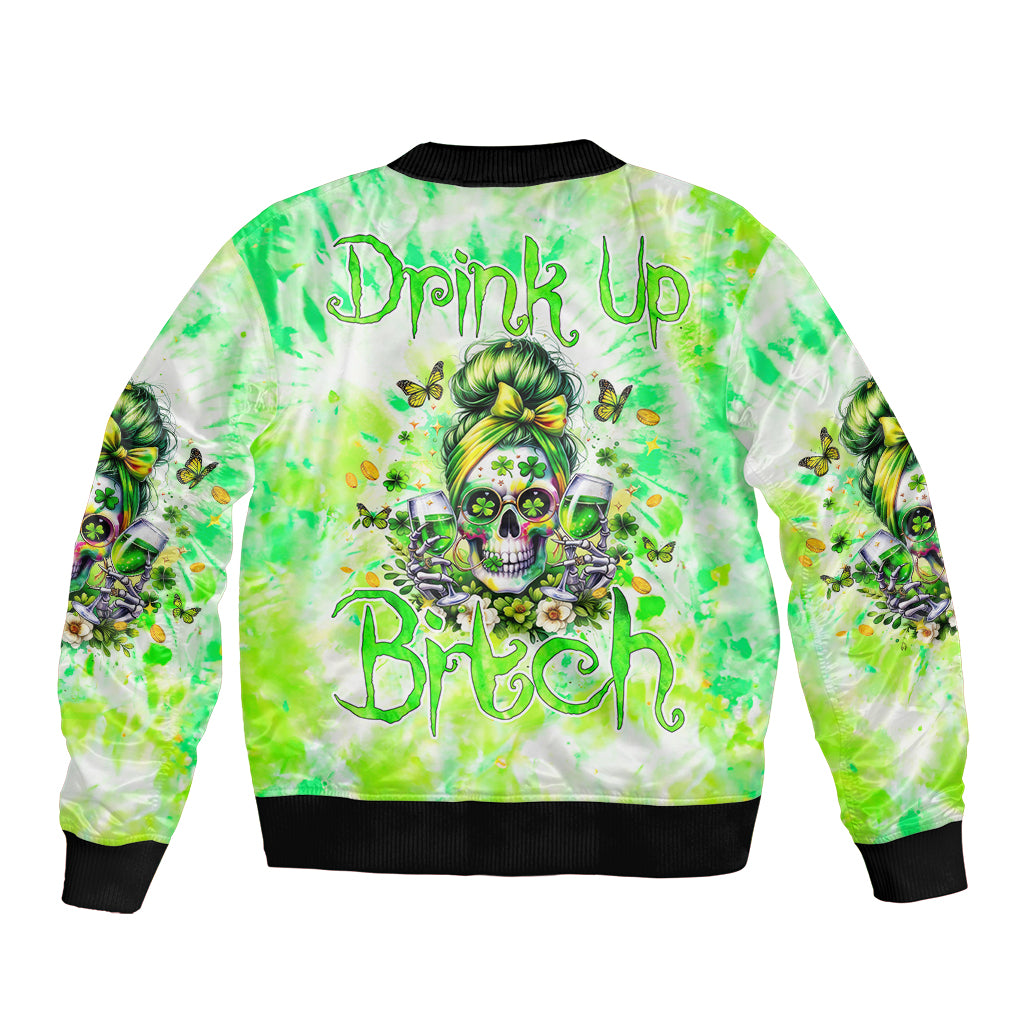 Irish Skull Bomber Jacket Drink Up Bitch - Wonder Print Shop