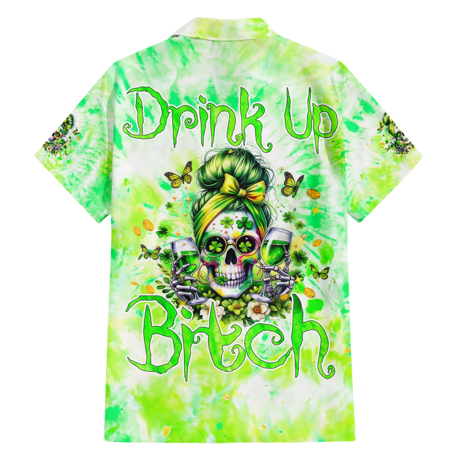 Irish Skull Hawaiian Shirt Drink Up Bitch - Wonder Print Shop