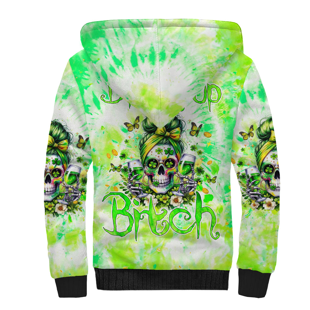 Irish Skull Sherpa Hoodie Drink Up Bitch - Wonder Print Shop