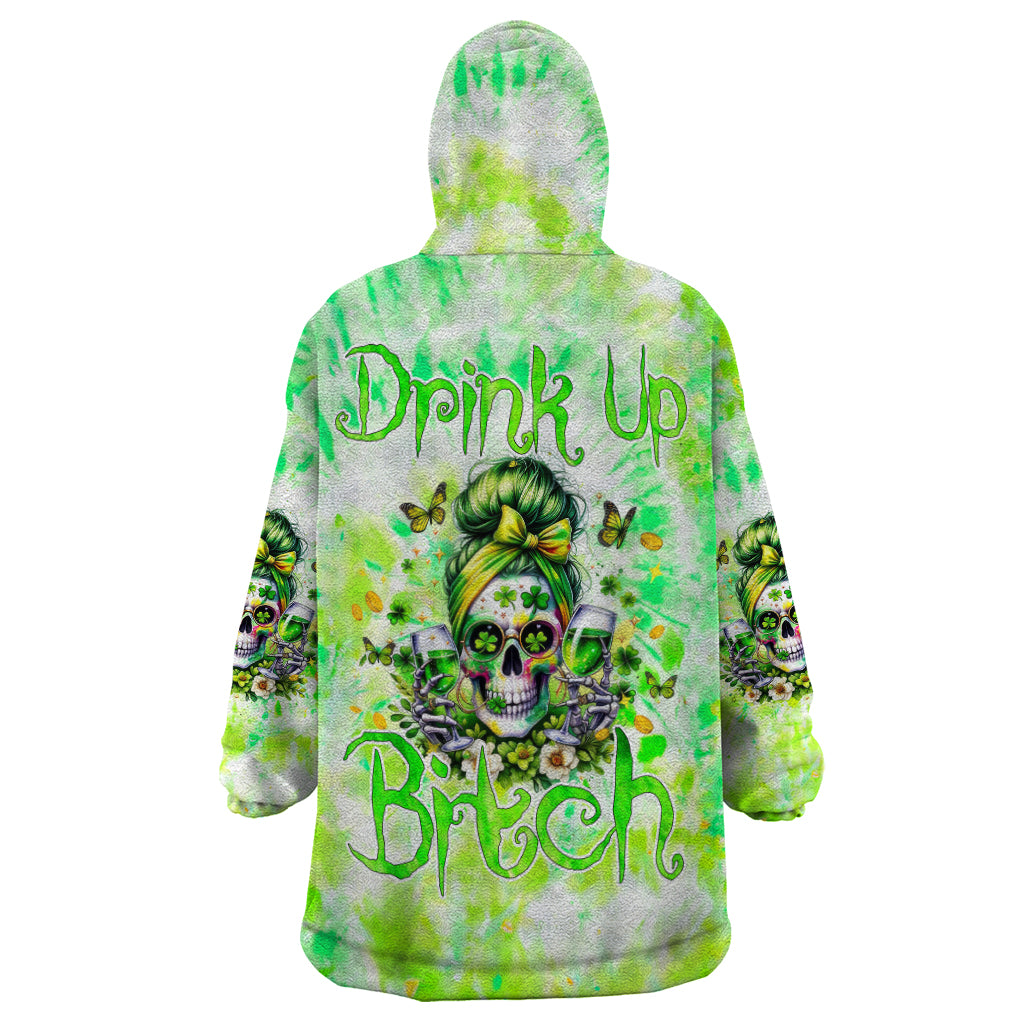 Irish Skull Wearable Blanket Hoodie Drink Up Bitch - Wonder Print Shop