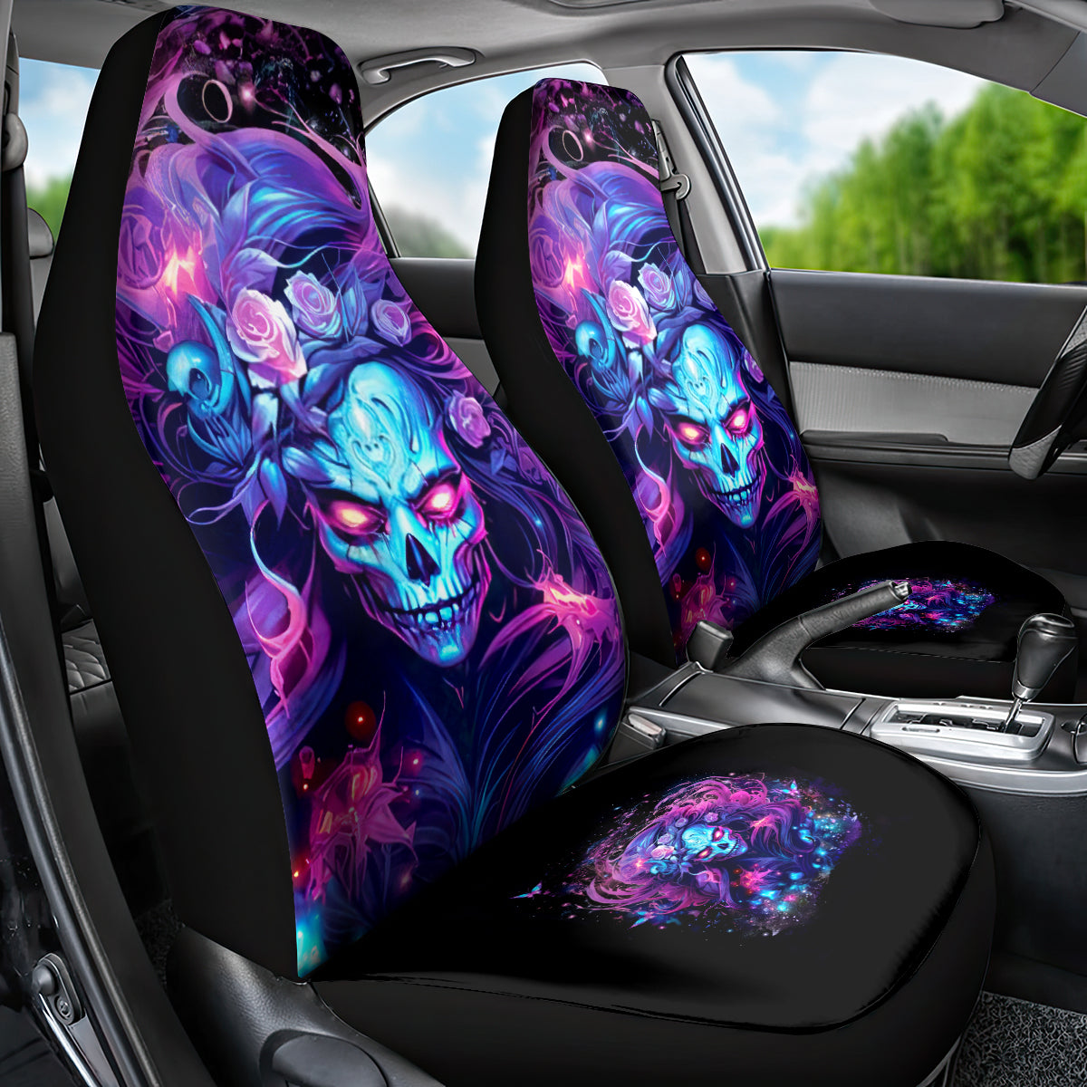 Lady Skull Car Seat Cover I'm Not Anti Social I'm Just Not User Friendly - Wonder Print Shop