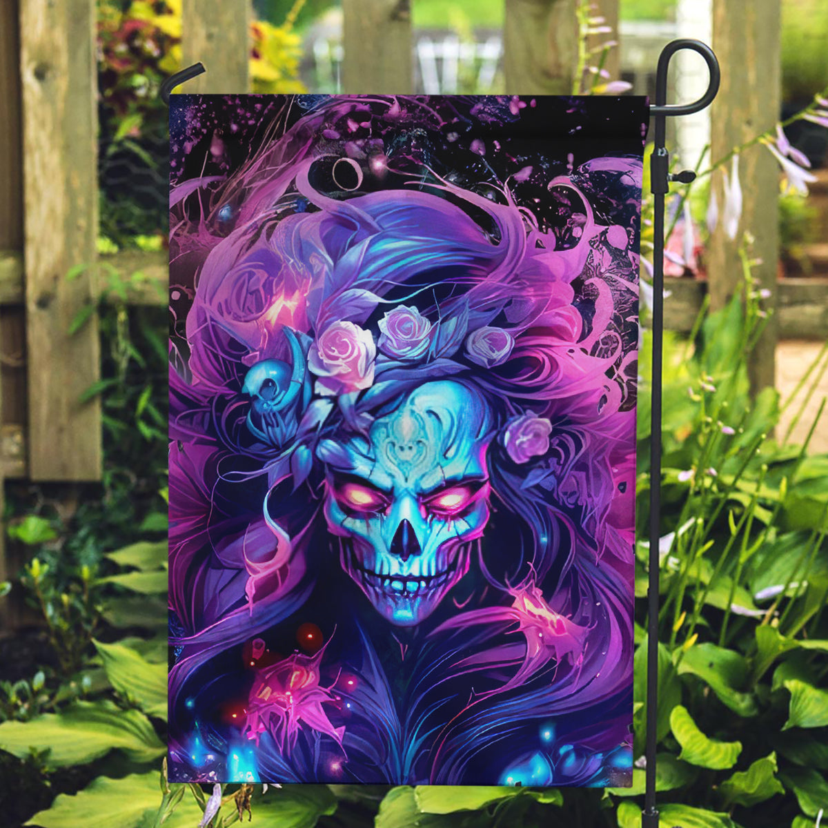 Lady Skull Garden Flag I'm Not Anti Social I'm Just Not User Friendly - Wonder Print Shop