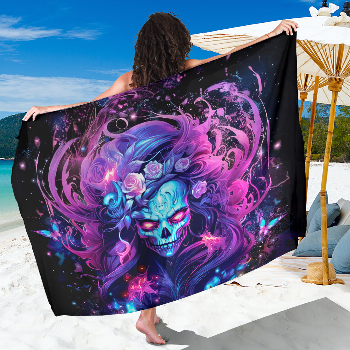 Lady Skull Sarong I'm Not Anti Social I'm Just Not User Friendly - Wonder Print Shop