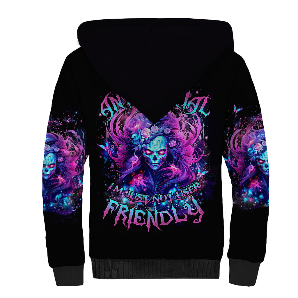 Lady Skull Sherpa Hoodie I'm Not Anti Social I'm Just Not User Friendly - Wonder Print Shop