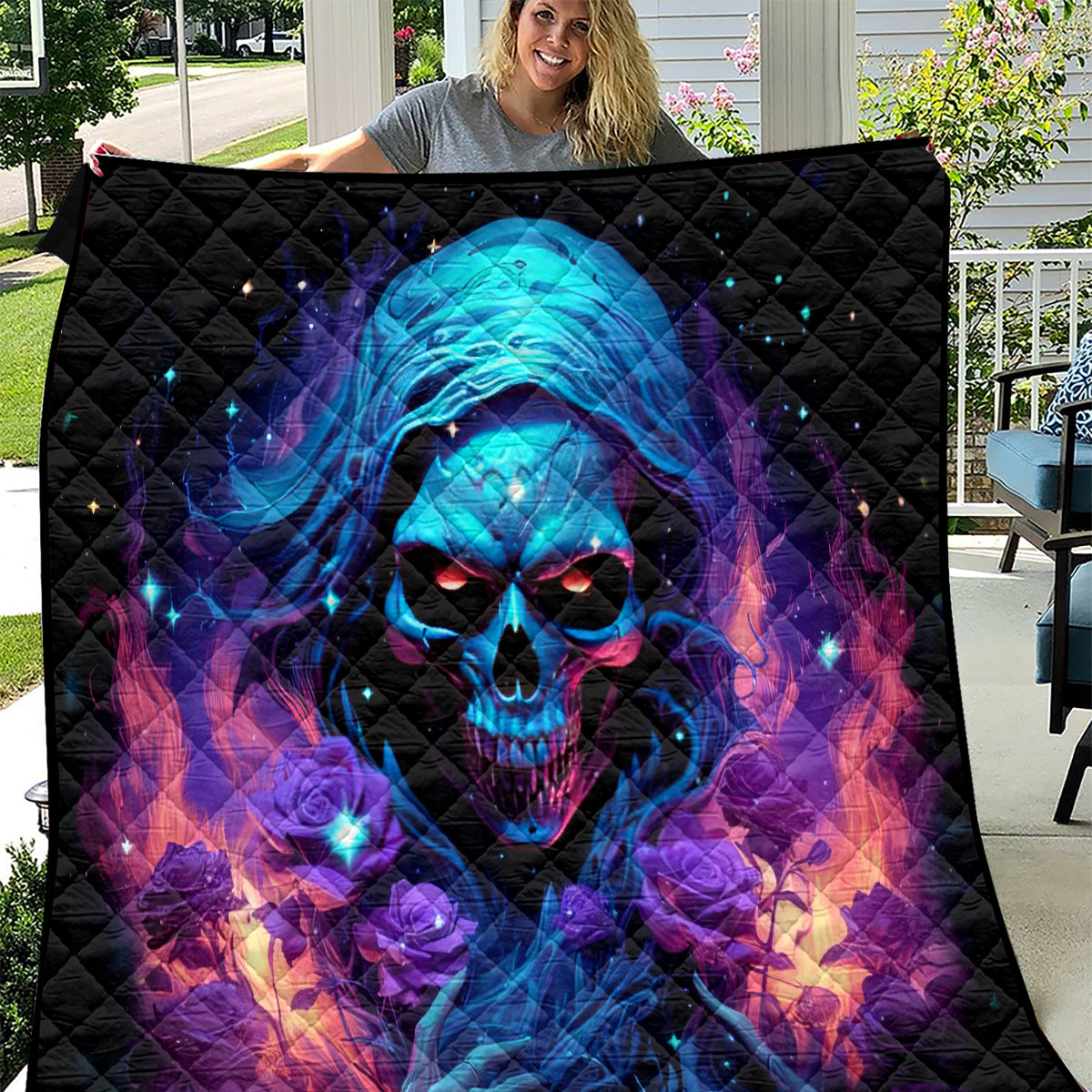 Flame Skull Quilt Its Not How Crazy I Am But How Much I enjoy It That Makes Me Dangeous