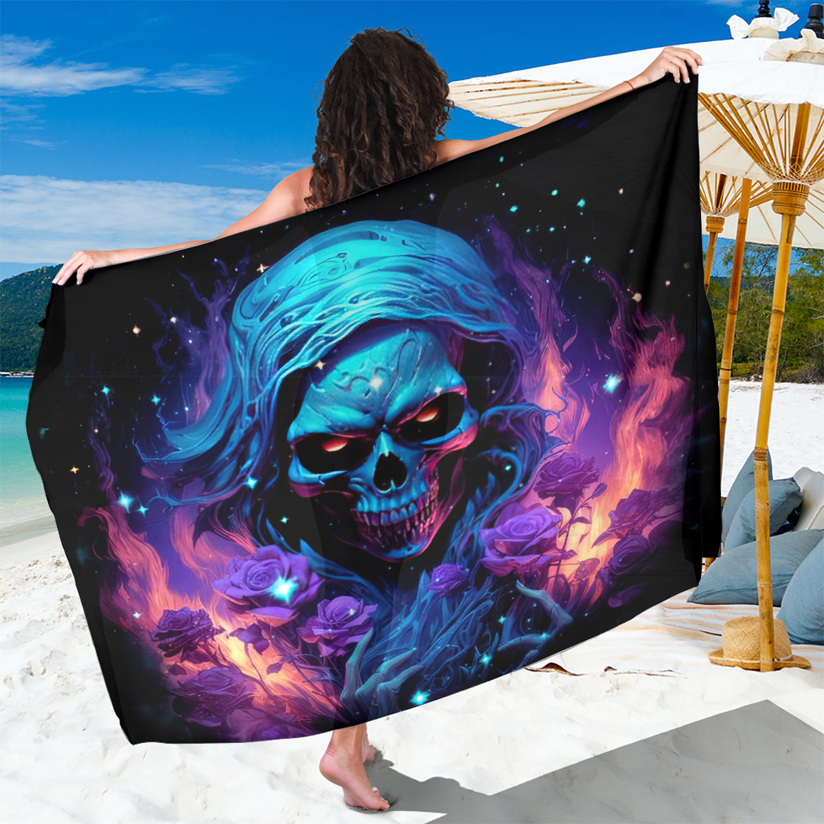 Flame Skull Sarong Its Not How Crazy I Am But How Much I enjoy It That Makes Me Dangeous - Wonder Print Shop