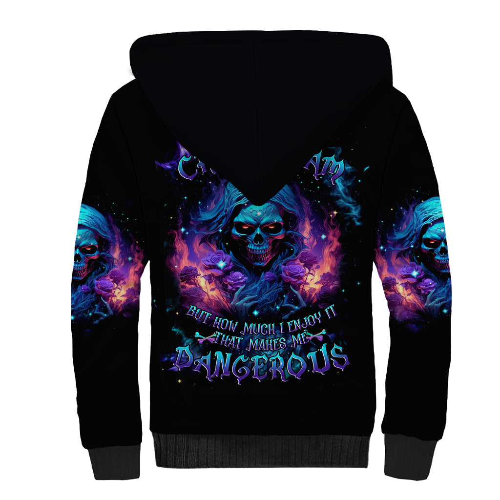 Flame Skull Sherpa Hoodie Its Not How Crazy I Am But How Much I enjoy It That Makes Me Dangeous - Wonder Print Shop