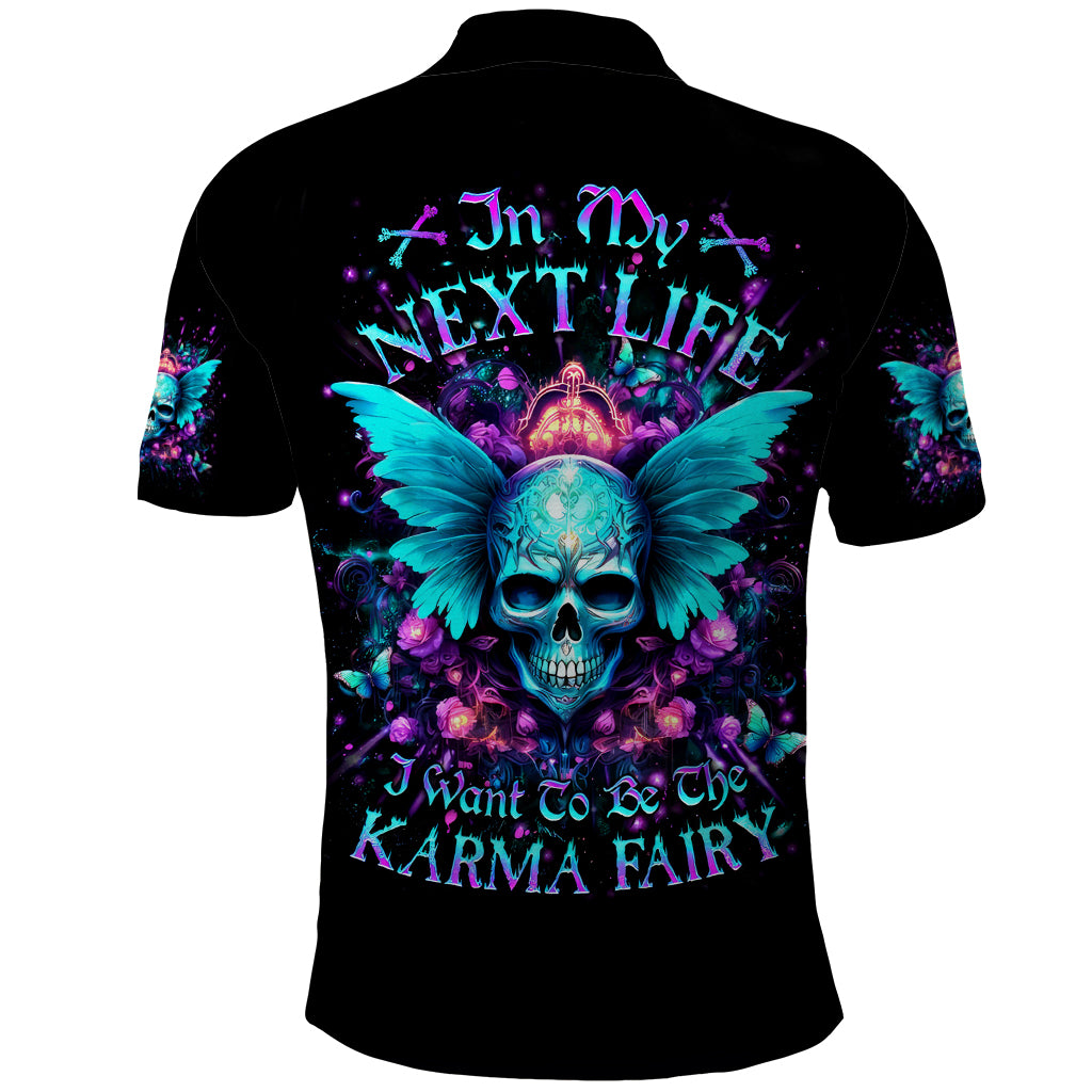 Fairy Skull Polo Shirt In My Next Life I Want To Be The Karme Fairy - Wonder Print Shop