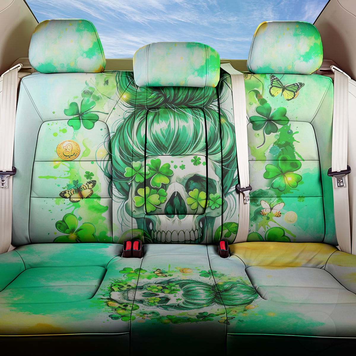 Irish Skull Back Car Seat Cover Oho Lucky Mama - Wonder Print Shop